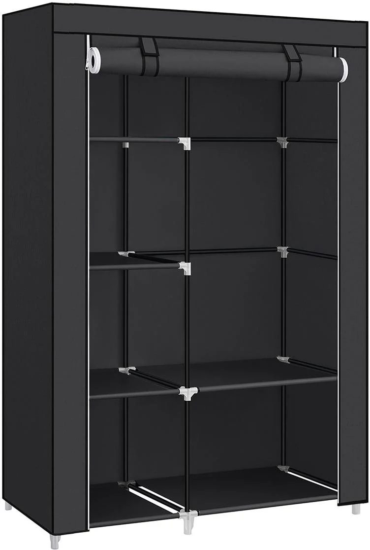 Armoire à vêtements penderie 45 x 105 x 168 cm rangement pratique design moderne en tissu non-tissé noir 12_0010212