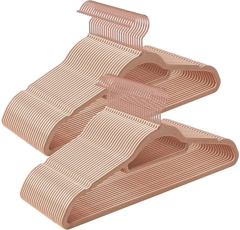 Lot de 30 cintres en velours antidérapants 43,5 x 0,6 x 22,5 cm pour manteaux robes pantalons finition mate en velours marron 12_0010169
