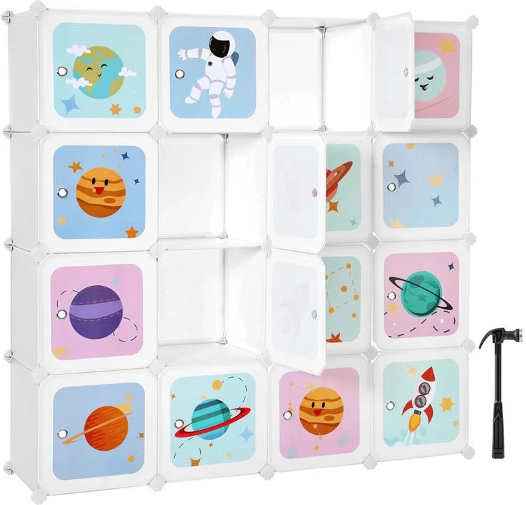Meuble de rangement modulable enfant 153 x 31 x 153 cm pour vêtements jouets et livres style contemporain en plastique blanc 12_0009180
