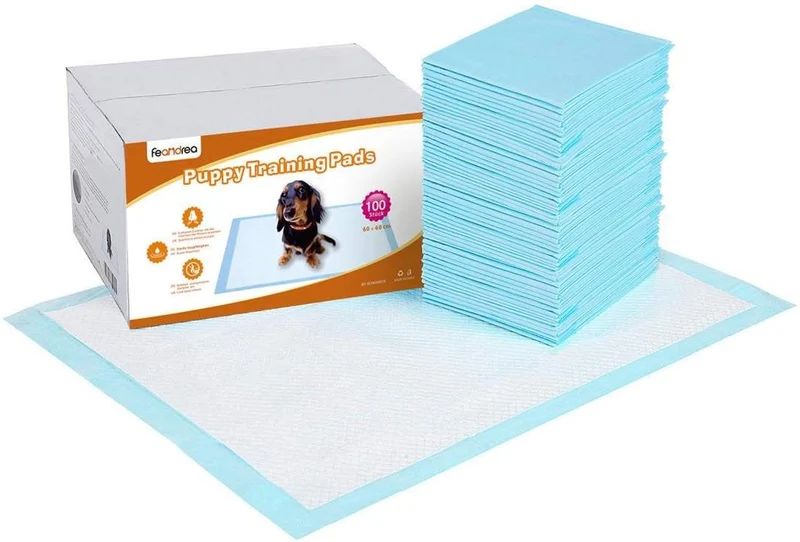 Lot de 100 tapis éducateurs super absorbants anti-fuite 60 x 60 cm pour chiots en polythène bleu 12_0008967