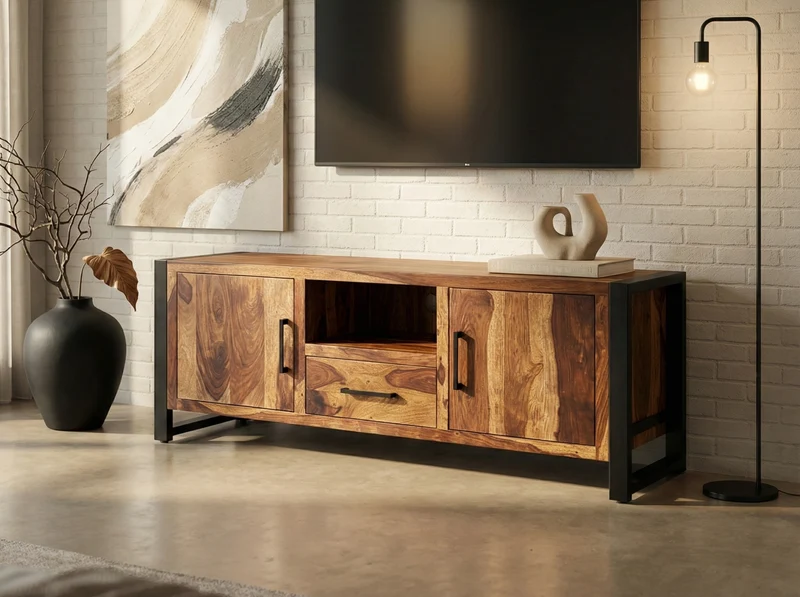 Meuble TV Loft – sheesham massif brun