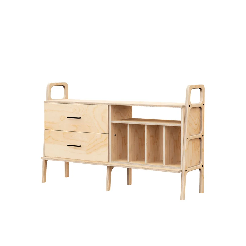 Vinyl & Drawer Credenza · 143 cm