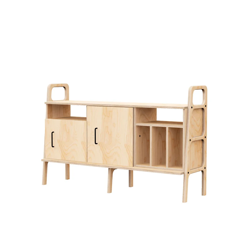 Mid-Century Credenza · Vinyl, Open & Cabinet · 143 cm