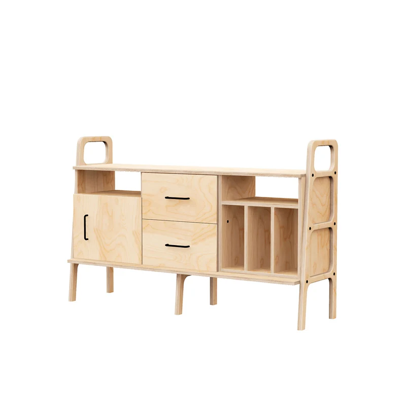 Mid-Century Credenza · Vinyl, Open & Drawer · 143 cm