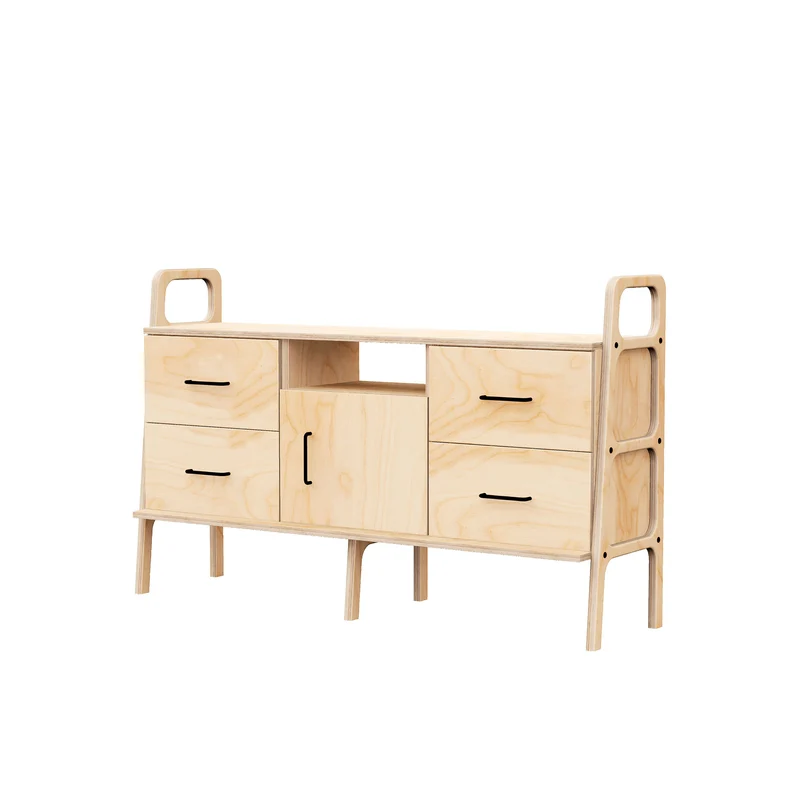 Mid-Century Credenza · Two Drawers & Open · 143 cm