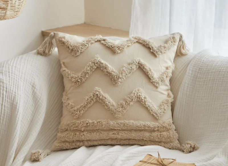Coussin beige à tissu texturé 45x45 cm YINU