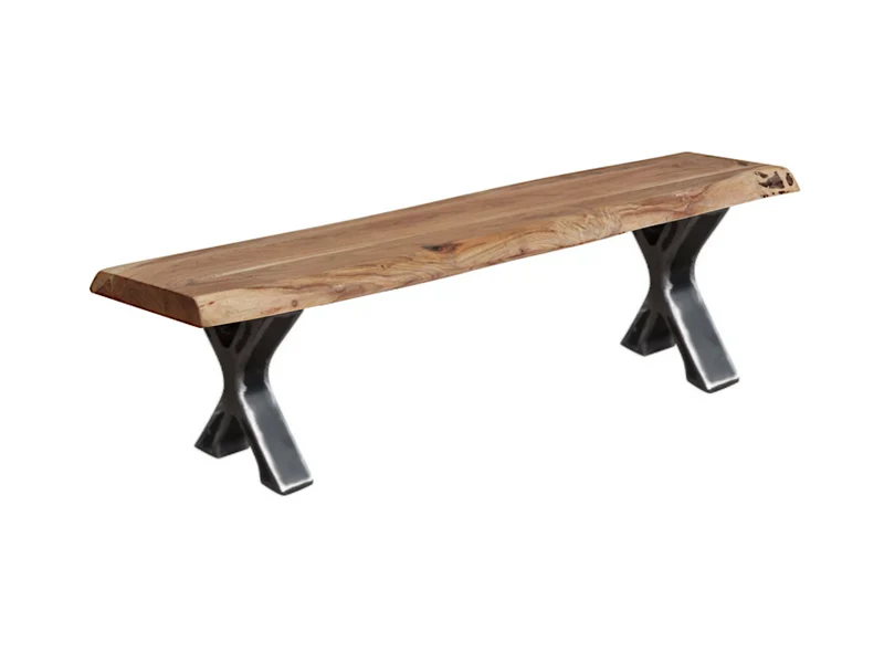 Banc acacia 2" bord naturel champagne base Docks