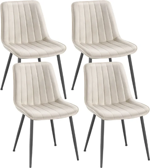 Lot de 4 chaises de salle à manger ergonomiques 57 x 48 x 80 cm confortables style moderne en polyester beige cappuccino 12_0012942