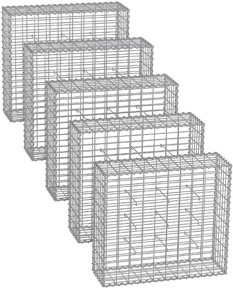 Lot de 5 gabions en acier galvanisé pour décoration de jardin 100 x 50 x 30 cm maille 5 x 10 cm en métal argent 12_0010383