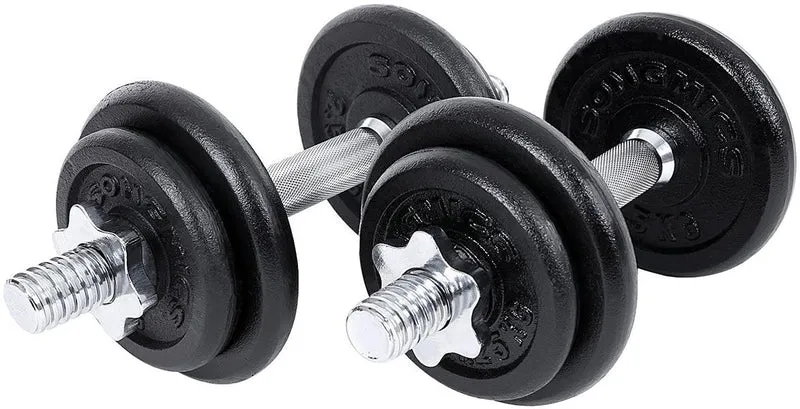 Lot de 2 haltères courts en fonte pour musculation complète 30 x 15 x 15 cm ergonomiques design noir 12_0009131