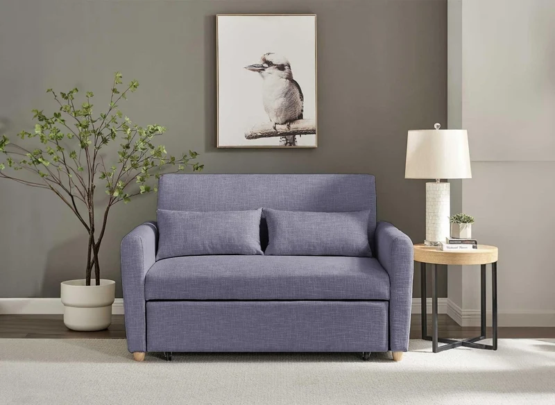 Canapé convertible 3 places en tissu gris KALAYA