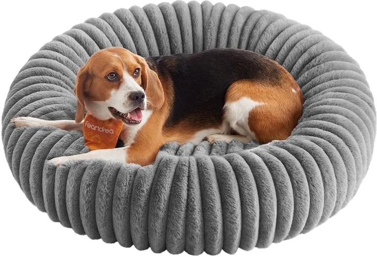 Panier pour chien et chat confortable 80 x 20 cm lavable antidérapant ambiance cosy en tissu côtelé gris tourterelle 12_0012176