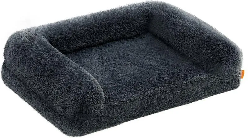 Panier pour chien taille XXL 91 x 68 x 23 cm confort optimal design moderne en tissu peluche gris foncé 12_0011113