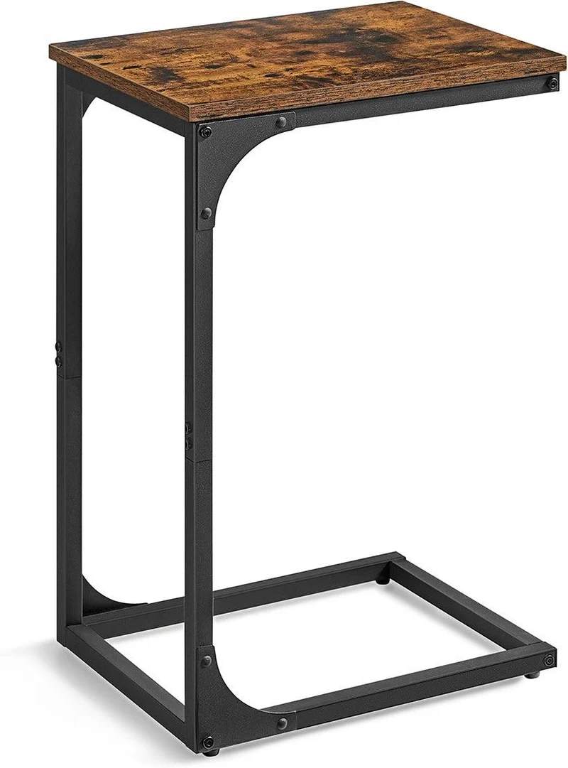 Table d'appoint style industriel pour salon chambre 40 x 30 x 62 cm en panneau d'aggloméré marron 12_0010511