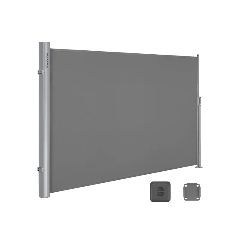 Store latéral extractible brise-vue pare-soleil 160 x 400 cm usage extérieur style contemporain en polyester gris 12_0008770