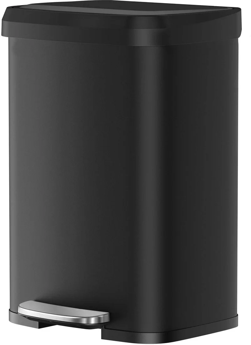 Poubelle de cuisine à pédale grande capacité 40,5 x 38,1 x 58,6 cm design moderne pratique en acier noir 12_0013159