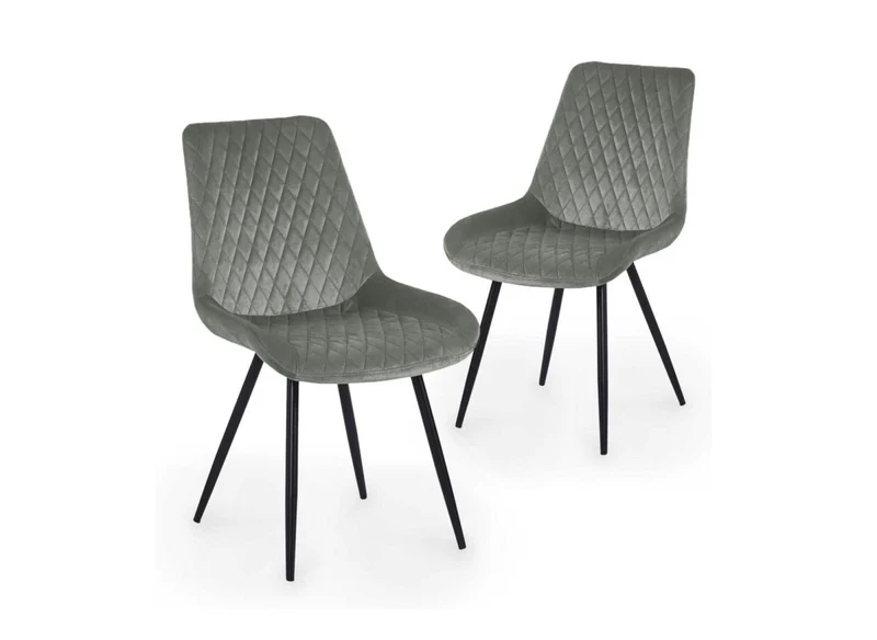 Lot de 2 chaises design en velours gris YOLA