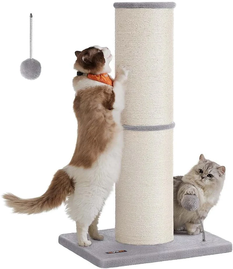 Griffoir pour chat 50 x 40 x 85 cm dissuade de gratter les meubles design moderne en sisal gris tourterelle 12_0011638