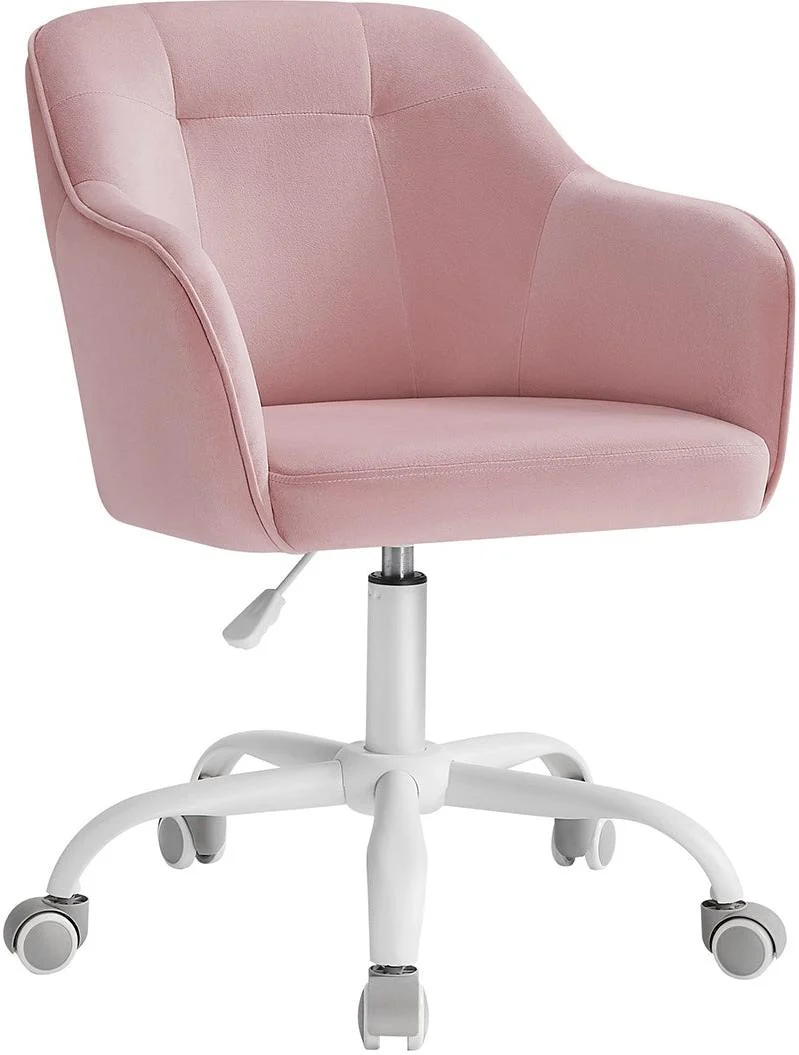 Fauteuil de bureau ergonomique réglable hauteur 64 x 64 x 93 cm design moderne confort optimal en velours rose bonbon 12_0009907
