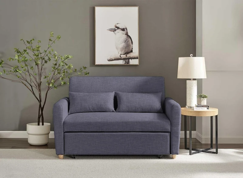 Canapé convertible 3 places en tissu gris foncé KALAYA