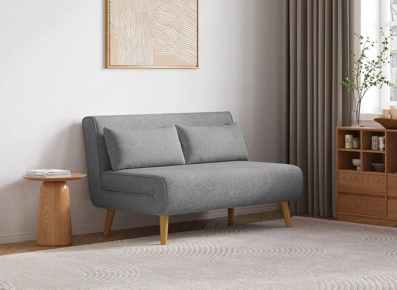 Canapé clic clac 2 places en tissu gris TONKA