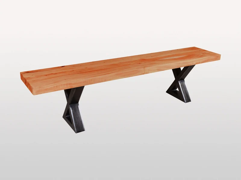Banc acacia 2" coupe droite champagne base X