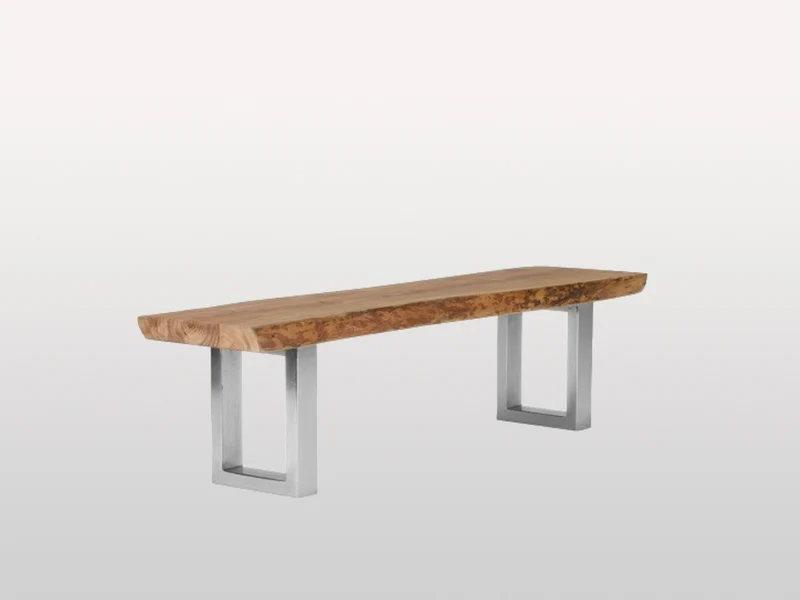 Banc acacia 2" bord naturel champagne base U