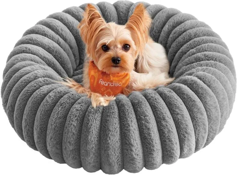 Panier pour chien ou chat confortable antidérapant 50 x 15 cm en tissu côtelé gris tourterelle 12_0012119