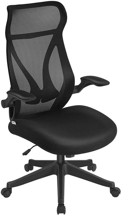 Chaise de bureau ergonomique réglable hauteur 71 x 71 x 119 cm confort optimal style moderne en polyester noir 12_0011391