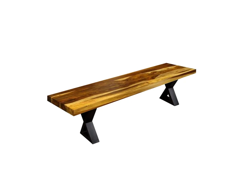 Banc bois de rose champagne coupe droite base métal X