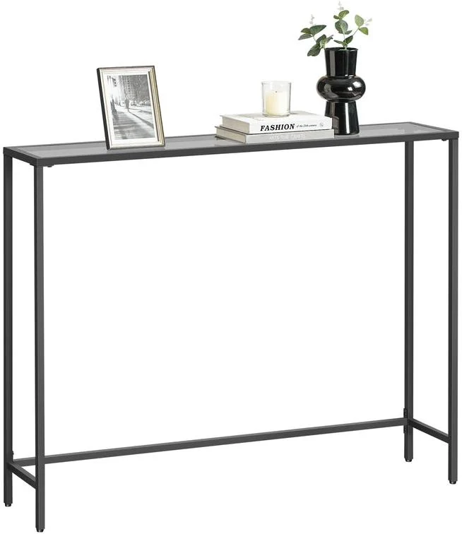 Table console design épuré pour entrée salon 20 x 100 x 80 cm en verre transparent 12_0012659
