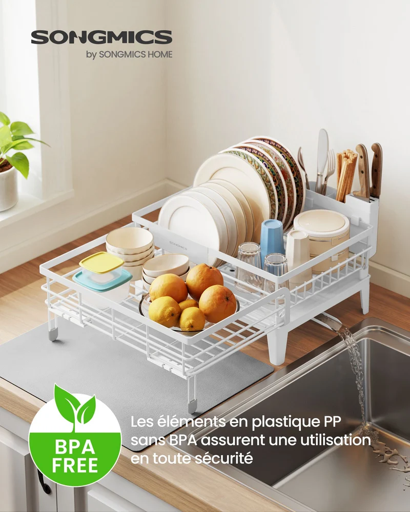 Organisateur de bureau réglable design moderne 31-56 x 42 x 20 cm en acier blanc 12_0012404