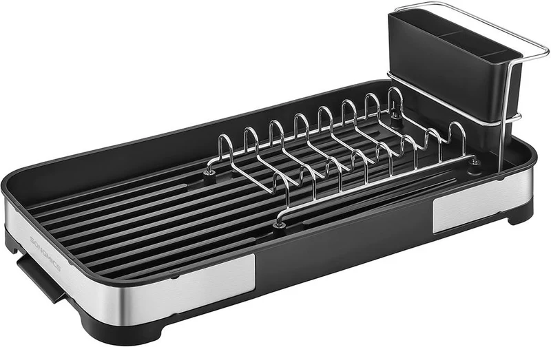 Egouttoir à vaisselle en acier inoxydable antirouille 45 x 23 x 10 cm design moderne cuisine finition mate en acier inoxydable argenté 12_0011231