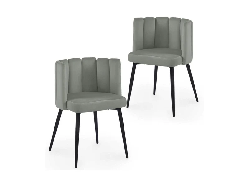 Lot de 2 chaises design en velours gris DEBBY