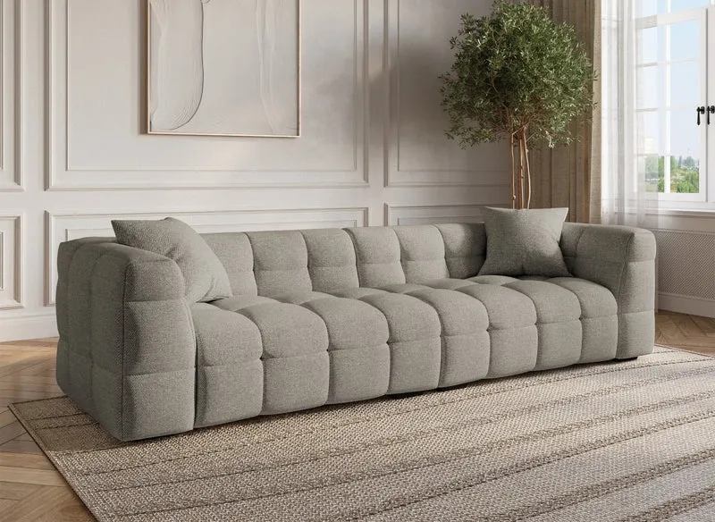 Canapé fixe 4 places en tissu taupe BELLA