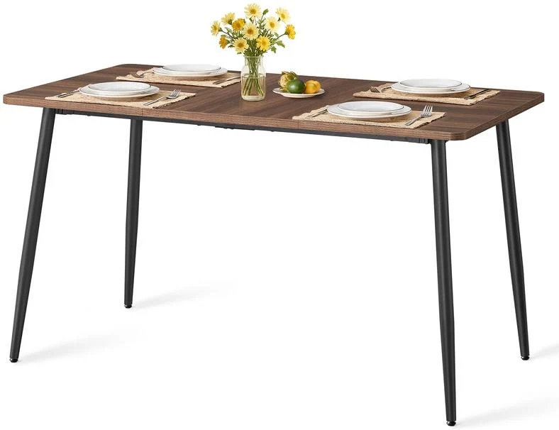 Table à manger moderne pour 4-6 personnes surface résistante à la chaleur 75 x 140 x 75 cm en aggloméré noir 12_0012156