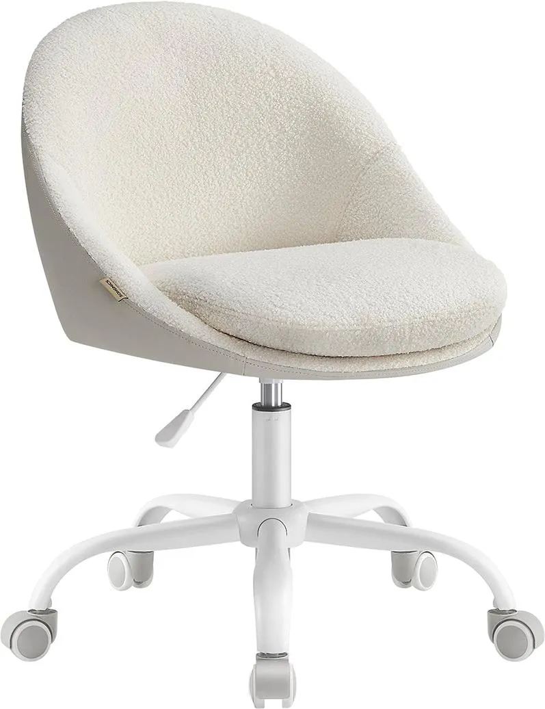 Chaise de bureau pivotante réglable hauteur 60 x 60 x 90 cm assise confortable design moderne en tissu beige cappuccino 12_0010983