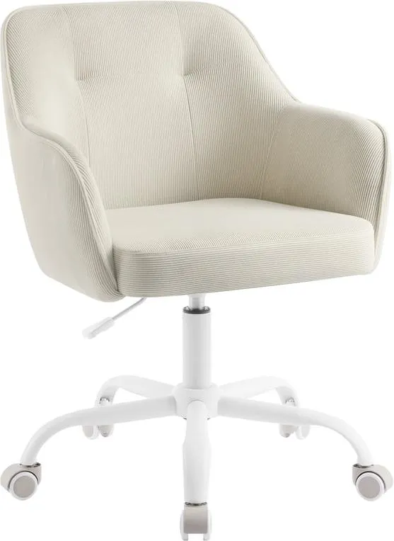 Fauteuil de bureau ergonomique réglable hauteur 64 x 64 x 90 cm assise confortable style moderne en velours beige 12_0009691