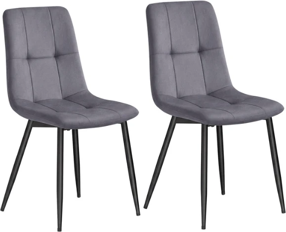 Lot de 4 chaises de salle à manger modernes rembourrées confortables 51 x 43 x 82 cm en velours gris ardoise 12_0012601