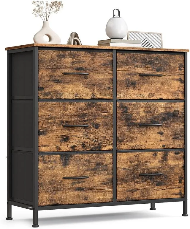 Commode de rangement stylée pour chambre 30 x 76,7 x 73,7 cm capacité 40 kg ambiance rustique en MDF marron 12_0012203