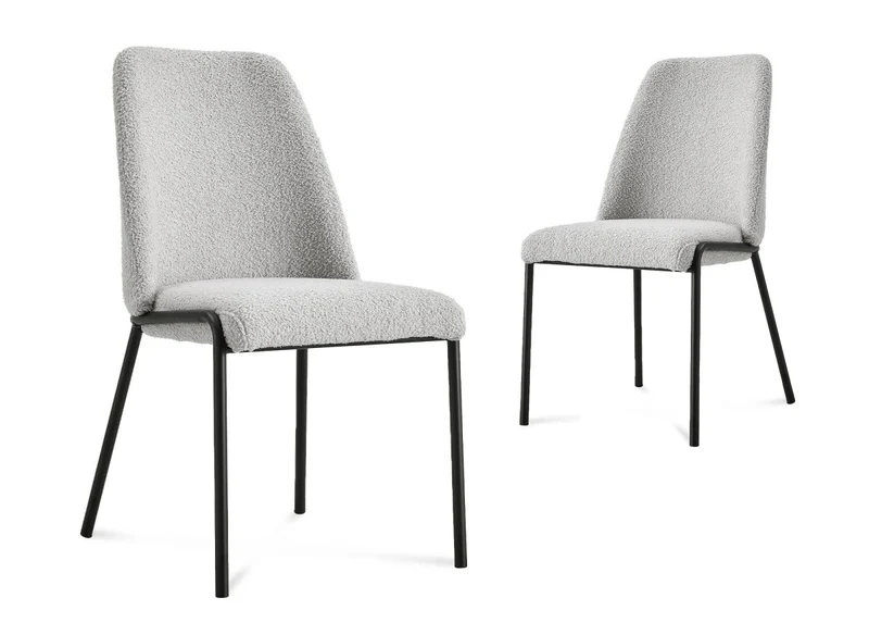 Lot de 2 chaises effet peau de mouton gris APRIL