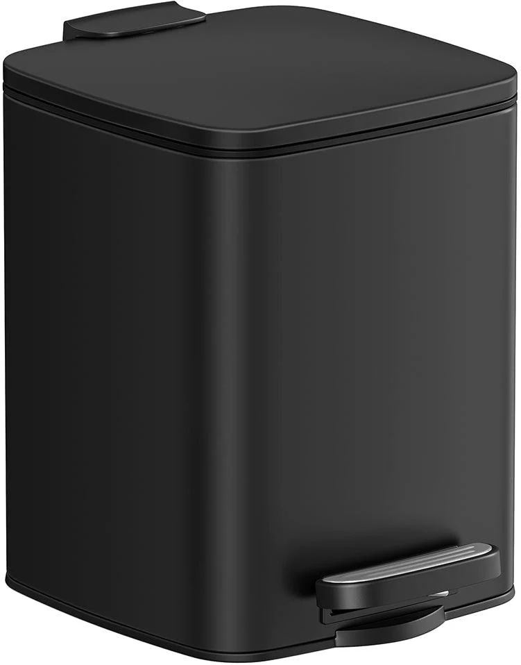 Poubelle de salle de bain à pédale 23,9 x 19,3 x 25,5 cm usage pratique design moderne en acier noir 12_0011088