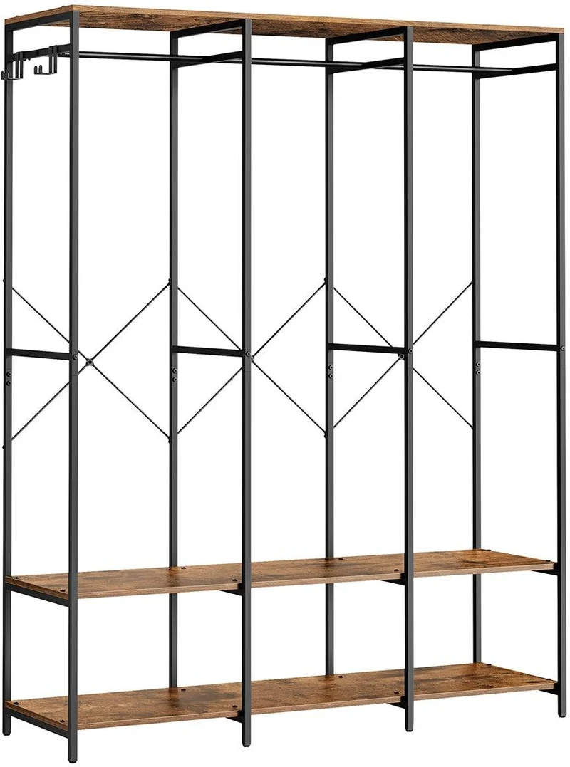 Armoire de rangement pliable avec étagères et tringle 40 x 141 x 180 cm en aggloméré marron rustique 12_0011358