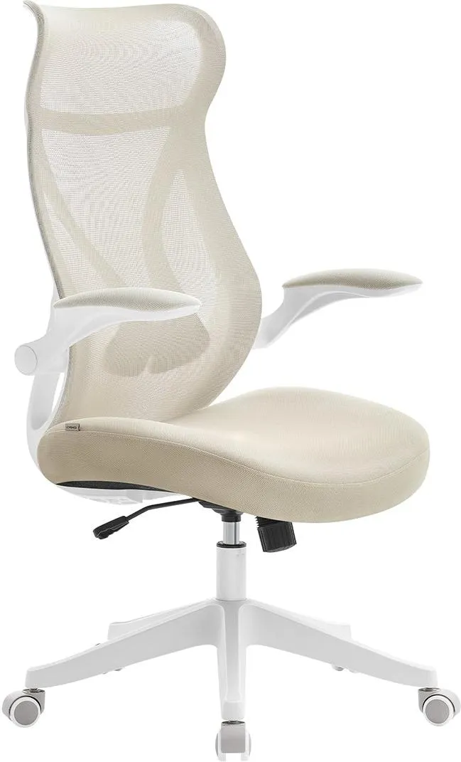 Chaise de bureau ergonomique réglable hauteur 71 x 71 x 119 cm assise confortable style moderne en polyester beige cappuccino 12_0011190