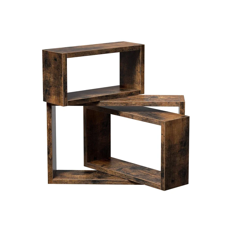 étagères murales lot de 3 étagères suspendues tablettes flottantes longueur 34/39/44 cm pour salon chambre bureau marron rustique lws094x01 12_0003234