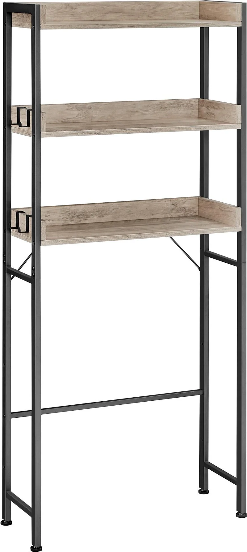 Étagère WC moderne 63 x 25 x 165 cm avec dispositif anti-basculement ambiance épurée en panneau d'aggloméré gris 12_0011188
