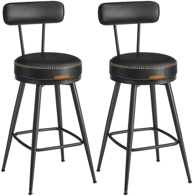 Lot de 2 tabourets de bar design moderne 54 x 54 x 91 cm assise confortable usage cuisine en acier noir 12_0011123