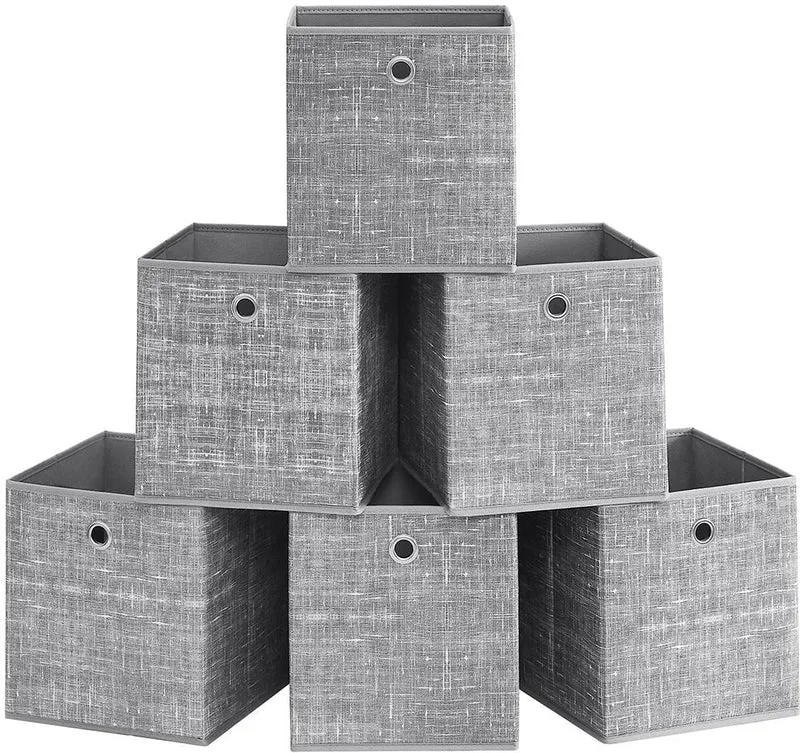 Lot de 6 boîtes de rangement pliables 30 x 30 x 30 cm pour jouets vêtements style épuré en tissu non-tissé noir 12_0010945