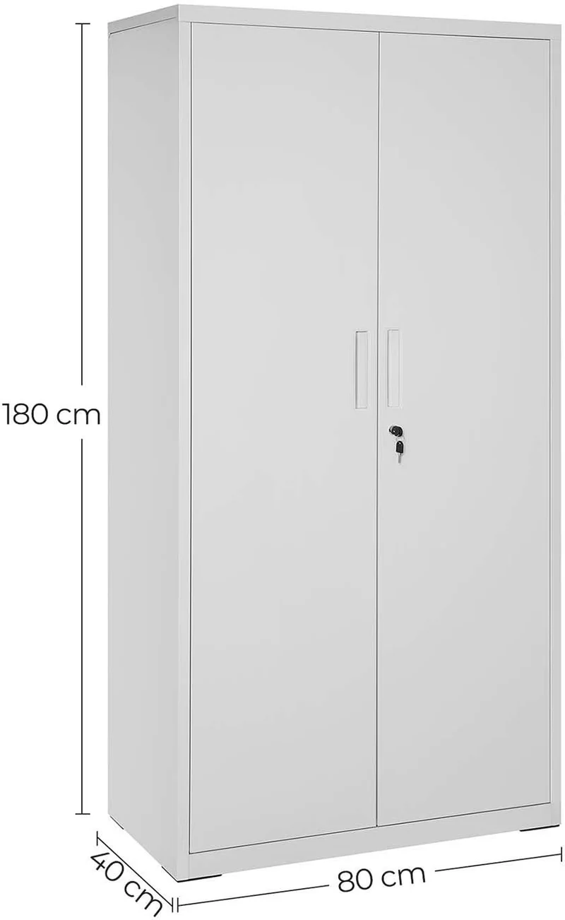 Armoire de rangement métal 80 x 40 x 180 cm 5 niveaux réglables accès facile design classique en acier gris 12_0010803