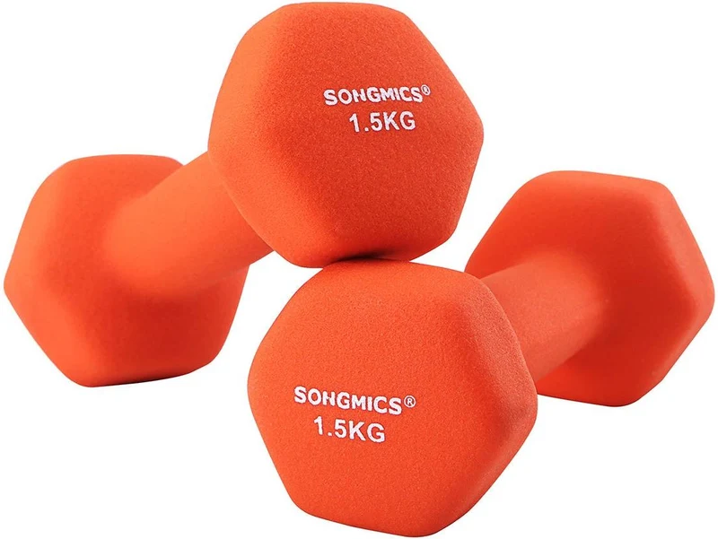 Lot de 2 haltères courtes ergonomiques entraînement fitness 7 x 15 cm en vinyle orange 12_0009374